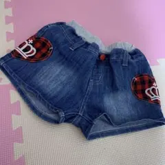 匿名配送ベビードールデニムチェック柄ポケットショートパンツBABYDOLLベビド