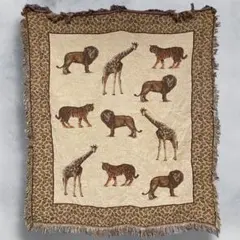 BOZX アニマル ラグ 古着 動物 ライオン キリン 虎 サバンナ 野獣