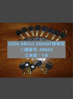 DEDE ABDUL MANAF様専用 ①鍵番号: N8654 ②本数：1本