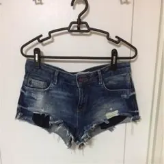 ZARA 今期購入　ショートデニム　ダメージ加工　デニムブルー　サイズ36