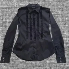 theory ブラックフリルブラウス シャツ ストレッチ　Sのサムネイル