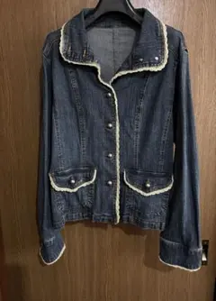 【匿名配送】デニムジャケット フリル付き　LL
