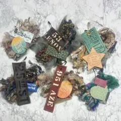 31☆デザインタグ デニムリメイク 革タグ レザータグ 引き揃え糸 ハンドメイド