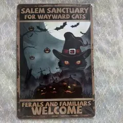 ハロウィン 猫 ブリキ看板 レトロインテリア