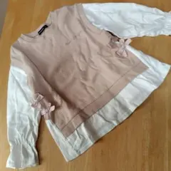 moujonjon 長袖カットソー 110 ベージュ/ホワイト