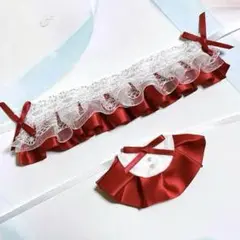 ★No.1280 にじぱぺっと ぬい服 ヘッドドレス スタイ ワインレッド