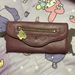 ANNA SUI 長財布 がま口 パープル バタフライチャーム