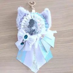 痛ロゼット ねこみみ 缶バッジ 推し活 痛バ パープル 紫 水色
