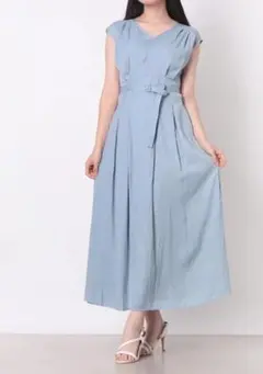 定価15,400円 美品割繊デシンVネックロングワンピース トゥエルブアジェンダのサムネイル