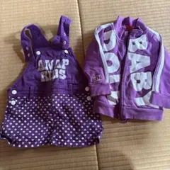 ANAP KIDS 紫ドットロンパース & BABY DOLLジャケット 90