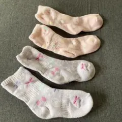 ❤︎試着のみ　キッズソックス 2足セット リボン柄 ユニコーン柄 冬用　15-20