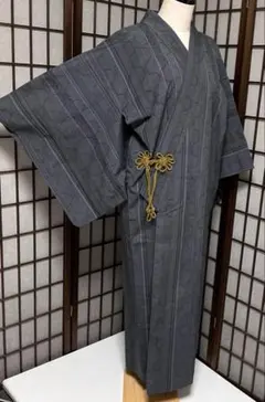 ◯b70 正絹　袷　紬　道中着　ロング　極美品　着物