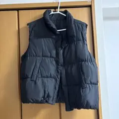 ブラック ダウンベスト ノーカラー