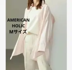 AMERICAN HOLIC ストライプ柄シャツ チュニック丈 M ピンク