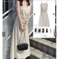 GRL ドット柄ドレープキャミソールワンピース アイボリー dh1425