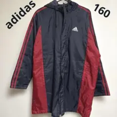 adidas フード付きベンチコート 黒　赤　160