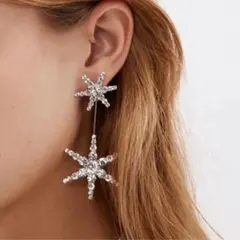 シルバースター　星　ピアス　　結婚式　ブライダル　ウェディング　キラキラ