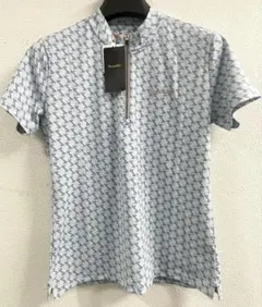 新品】レザレクション メンズ 半袖 ハーフジップ モックネック 水色 L