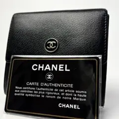 ◆ギャラ付き/極美品◆CHANEL ココボタン 三つ折り財布 キャビアスキンのサムネイル