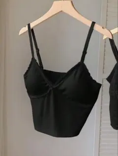 リブ編み ブラック キャミソール