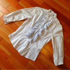 ZARA WOMAN シャーリングストライプ七分袖シャツ