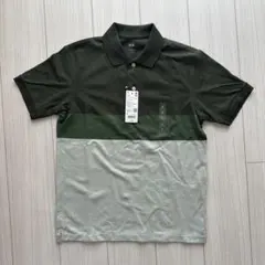 【新品】 UNIQLO ドライカノコボーダーポロシャツ Sサイズ ダークグリーン