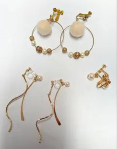 ゴールド パール イヤリング セット