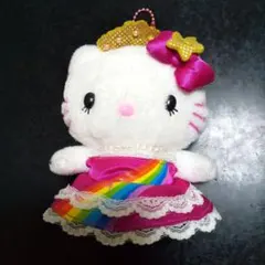 ハローキティ ぬいぐるみキーホルダー USJ 虹 レインボー