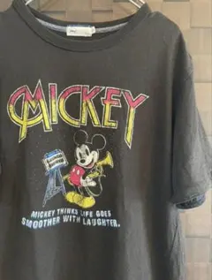 90s《USA製古着》ディズニー ミッキー 刺繍Tシャツ グリーン メンズ2XL 