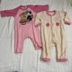 【まとめ売り】ロンパース ミキハウス　ダブルB 70 ベビー服　2枚セットピンク