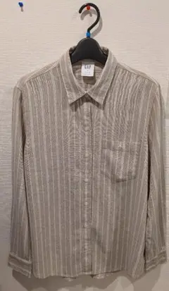 GAP ストライプ柄 リネン混長袖シャツ Mのサムネイル