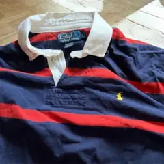 90s Polo Ralph Lauren ラガーシャツ（紺×赤）XL