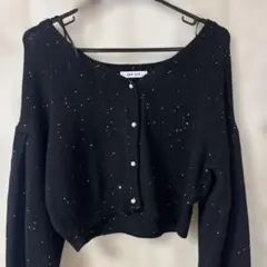 CHIP CLIP 試着のみ　美品　スパンコール　パール　ブラック カーディガン