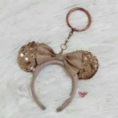 ディズニー ミニー カチューシャ キーホルダー ピンクゴールド