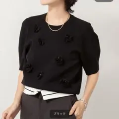 NOLLEY'S sophi 半袖 ニット 立体フラワーモチーフのサムネイル