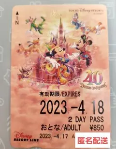 ディズニーリゾートライン フリーきっぷ ディズニーランド40周年 使用済みのサムネイル