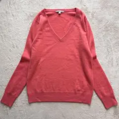 美品【UNIQLO】カシミヤVネックニット セーター　ピンク　L