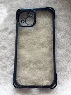 スマホケース クリア ショルダーストラップ付きiPhone15 ブルー　濃紺