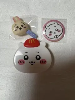 ちいかわ缶バッチ、ちいかわうさぎマスコット、マックちいかわケース　3点セット