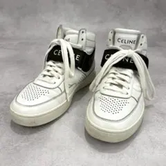 美品 箱付き⭐️CELINE スニーカー CT-07 サイドロゴ レザー 白 黒