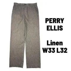 PERRY ELLIS リネンスラックス ブラウン ストライプ ストレートのサムネイル