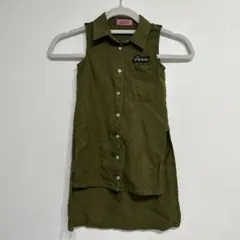 Jenni ノースリーブシャツワンピース オリーブ