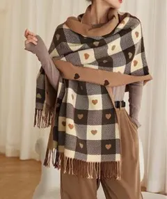 【短納期】チェック柄 マフラー 大判ストール 厚手