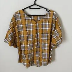 sab street イエロー　チェック　薄手　シャツ　大きいサイズのサムネイル