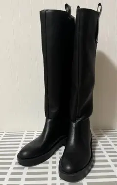 【未使用】ZARA ザラ★ロングブーツ 23.5 ブラック黒★合皮
