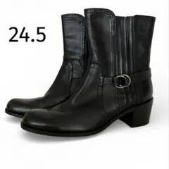 ing イング サイドゴア ブーツベルト 2E レザー 本革 24.5 黒