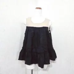 ナノユニバース シルク混キャミソール ノースリーブ ブラック×ベージュ フレアのサムネイル