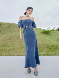 Darich デニムオフショルロングワンピース