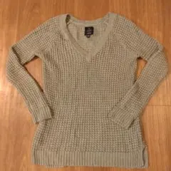 AMERICAN EAGLE春夏グレー Vネック ニットセーター