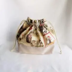 猫柄の巾着袋　お弁当袋【ハンドメイド】